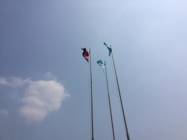 プレアヴィヒア寺院で撮影した国旗の写真