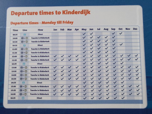ロッテルダム行きウォーターバスの時刻表